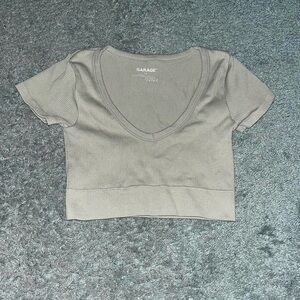 Garage Women's V-Neck Green Crop Top